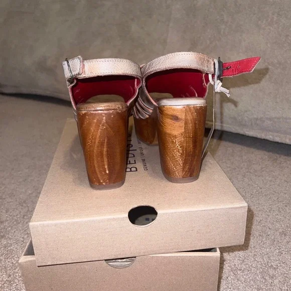 Bed Stu Women M 6 Leather Platform Sandals Clogs - Picture 4 of 9